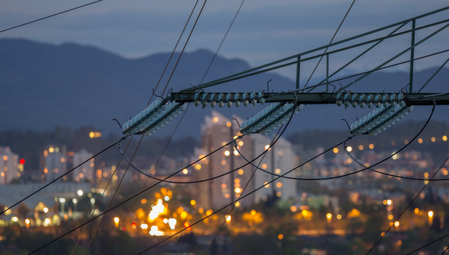 High power electricity poles in urban area