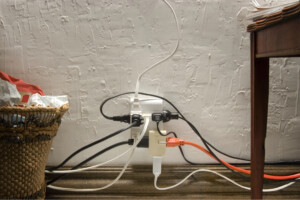 Overloaded electrical socket in home office