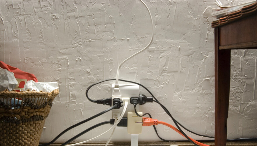 Overloaded electrical socket in home office